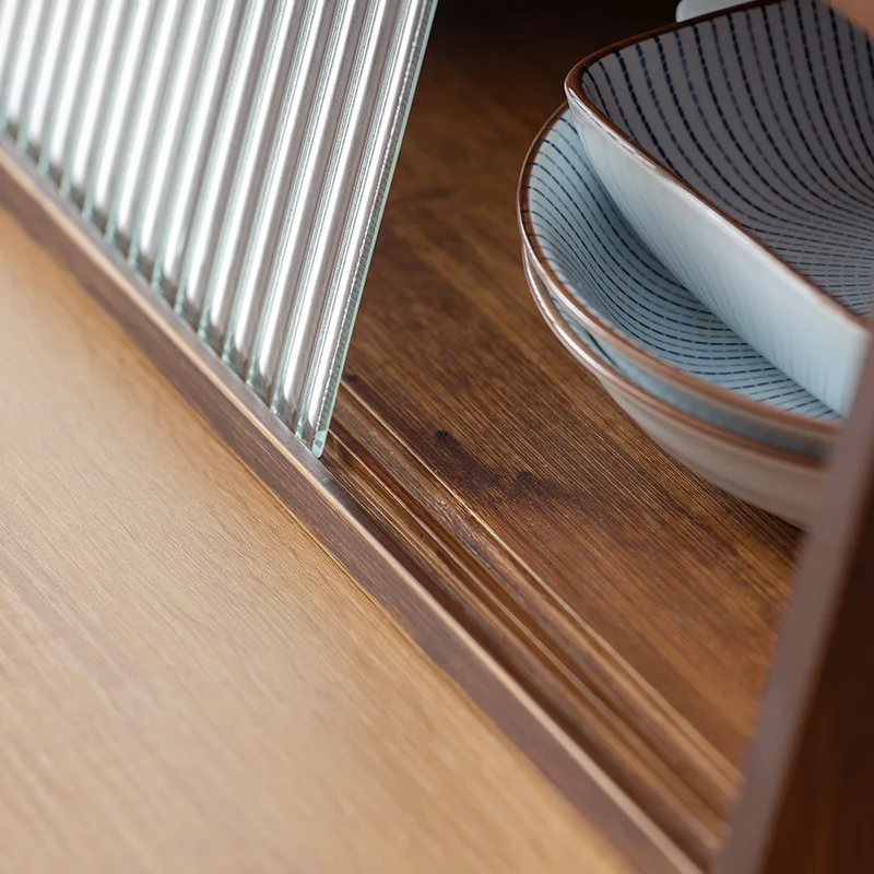 Desktop Sideboard Glass Door Display Kitchen Countertop Cup Storage Rack Household Mini Solid Wood Kitchen Cabinet