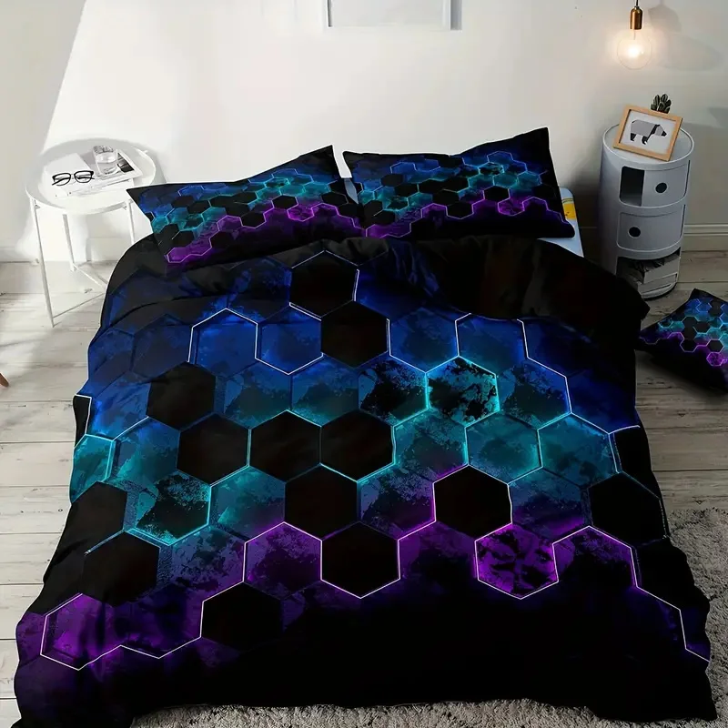 Colorful Geometry Duvet Cover Set Single Double For Kids Adults Queen King Size Bedding Set With Pillowcase For Bedroom Colorful Geometry Duvet Cover Set Single Double For Kids Adults Queen King Size Bedding Set With Pillowcase For Bedroom