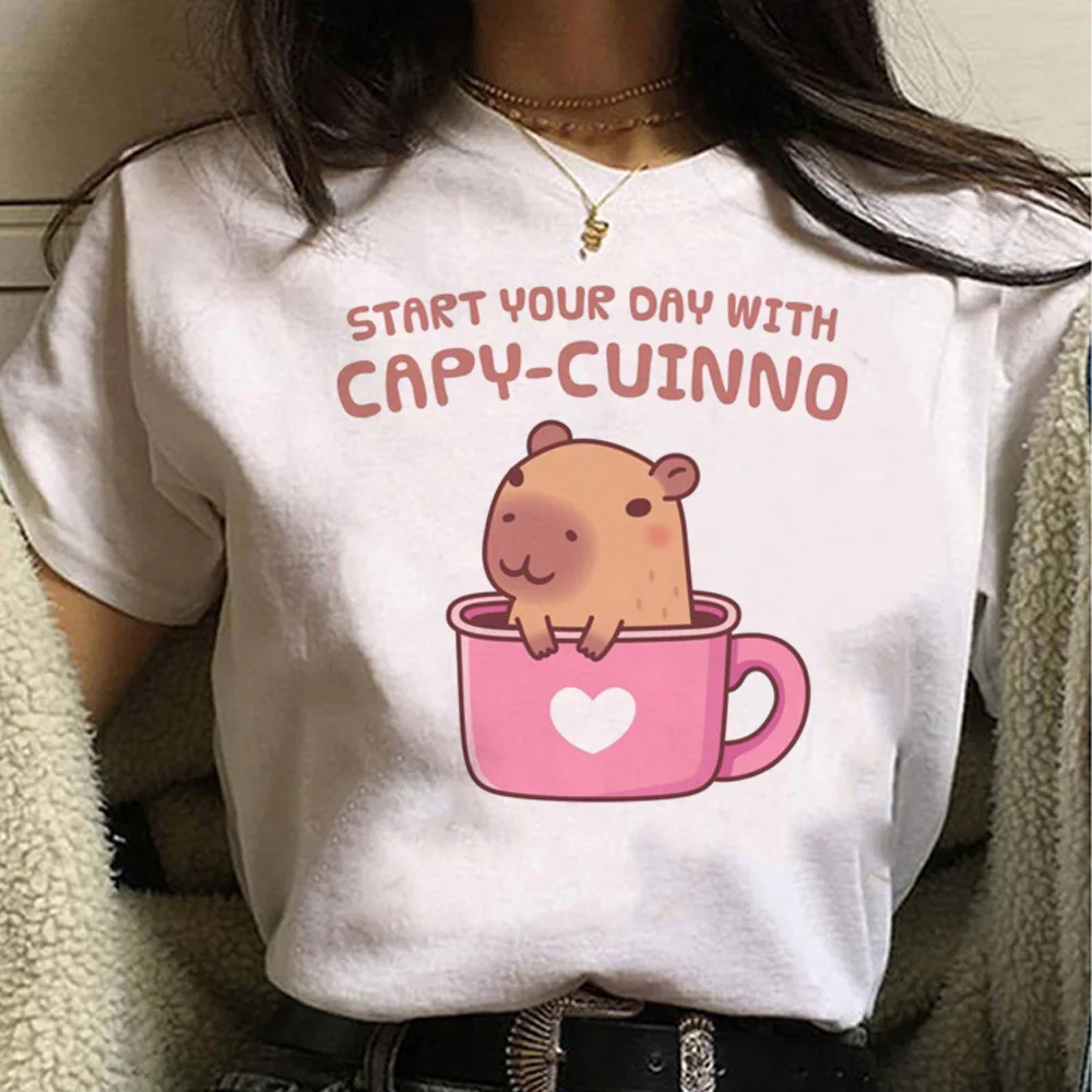 

Capybara Tee women harajuku streetwear Tee girl funny Japanese comic clothing