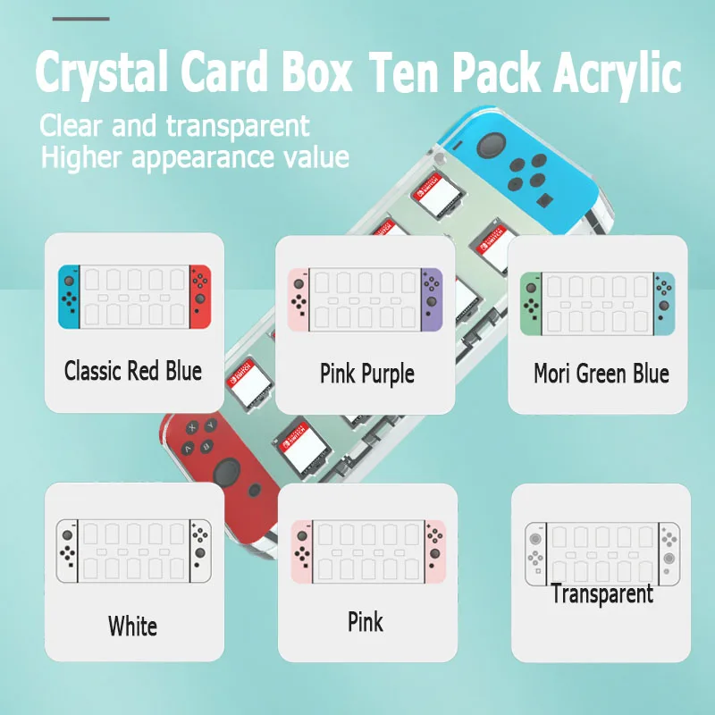 

For Switch Crystal Card Box Game Card Acrylic Material Storage Transparent Card Crystal Magnetic Card Holder Game Accessories