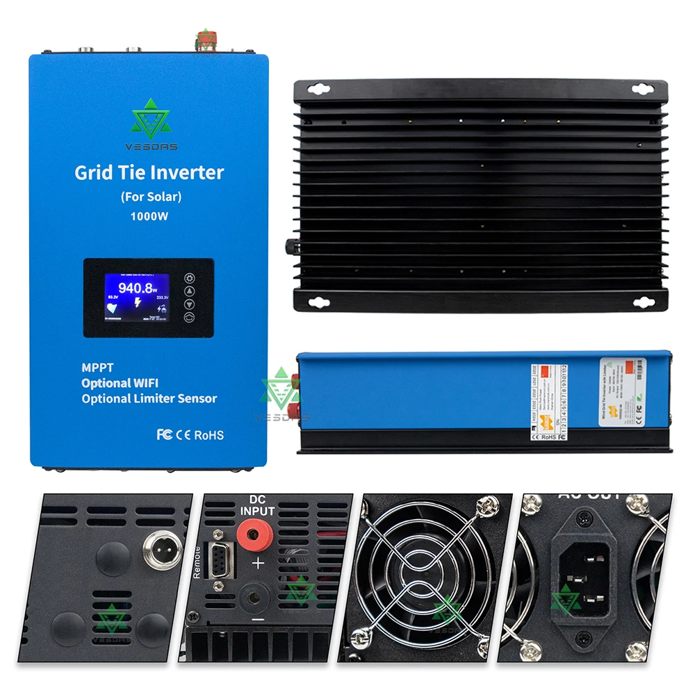 1000w Mppt Solar Grid Tie Inverter With Limiter Sensor Micro Inversor Pure  Sine Wave Battery Discharge Power Dc 24v 48v 110/220v - Solar Inverters -  AliExpress