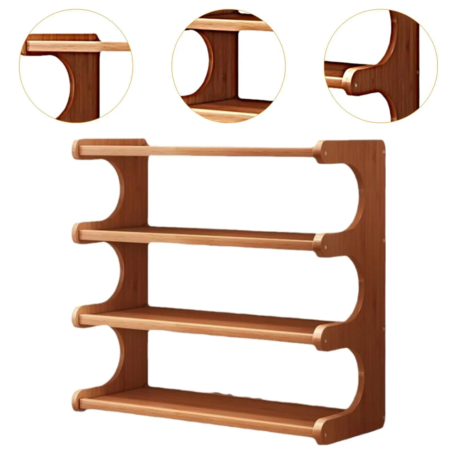 Desktop Shelf 4 Layer Home Decor Sundries Display Shelf Makeup Shelf Organizer Wooden Storage Rack for Dresser Dorm Bedroom 5