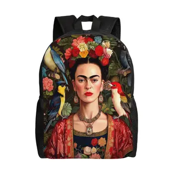 Zaino con stampa floreale F-Frida K-Kahlo, zaini estetici, zaini scolastici con stampa sportiva per ragazze, zaino personalizzato