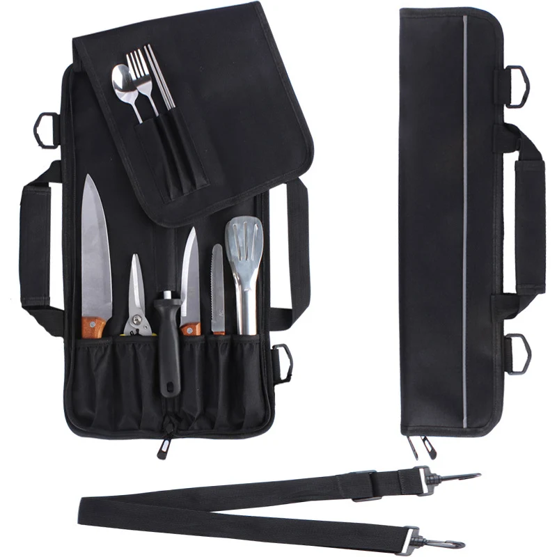 

Chef Knife Roll Bag 9 Pockets Kitchen Japanese Slicing Utensils Cleaver Storage Carving Case Portable Professional Knives Pouch