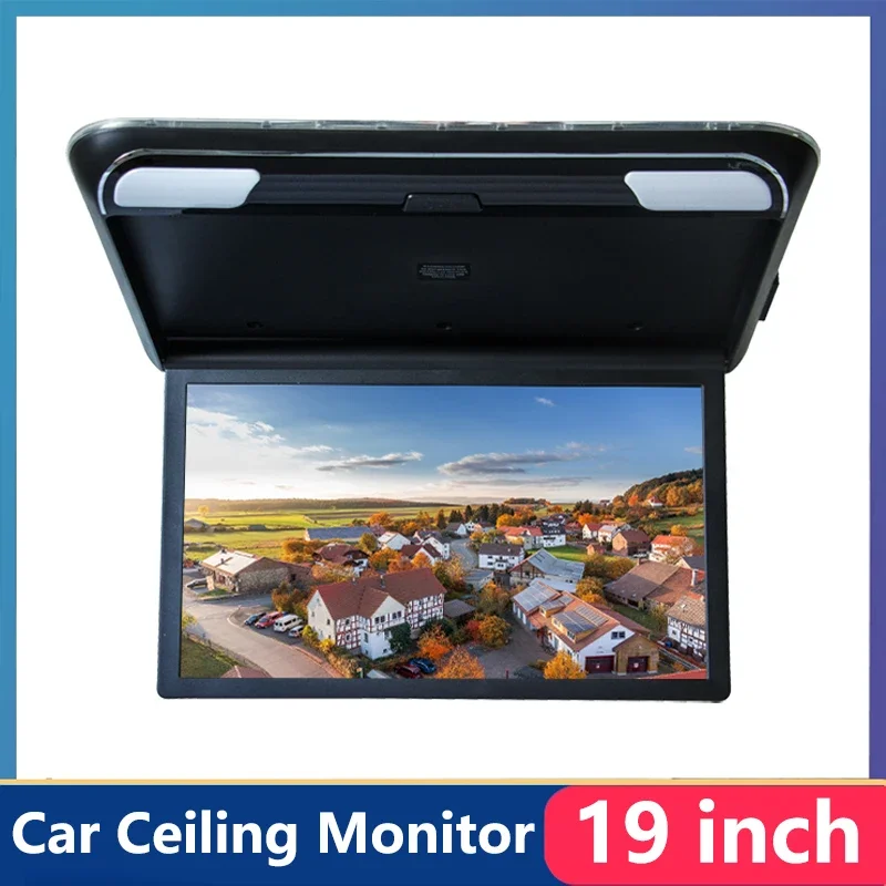 

Car Monitor 19 Inch HD LCD Screen Car Roof Mount Display Support 1080P Video Player Ceiling TV Mirror Link/HDMI/FM/Speaker