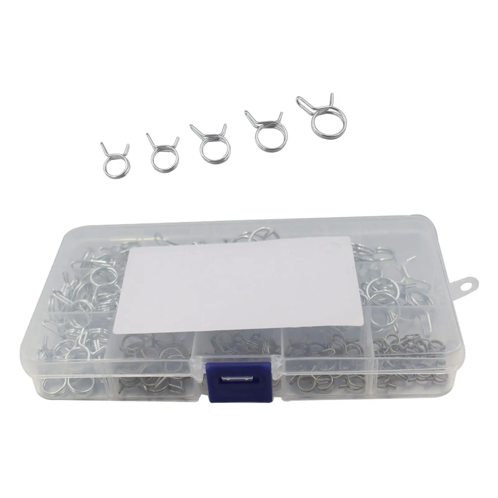 150 Pieces Double Wire Spring Hose Clamp with Storage Box Carbon Steel Clips 5-14mm for Hose Silicone Tube Fuel Line