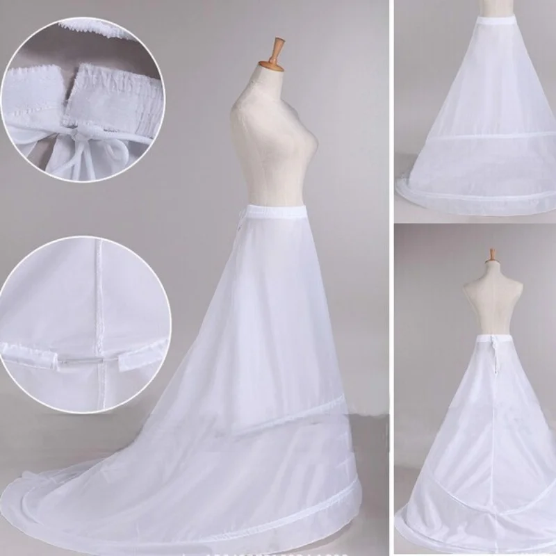 2 Hoops Wedding Bridal Petticoat Wedding Undeskiert with The Train Wedding Petticoat For Bride spring fashion 6 hoops bridal wedding petticoat marriage gauze skirt