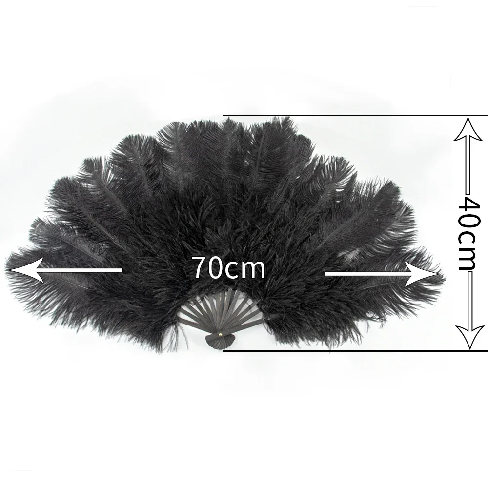 Ostrich Feather Fan 15Bone 70CMx40CM for Wedding Party Stage Play Dance Performance Accessories folding fan hand fan