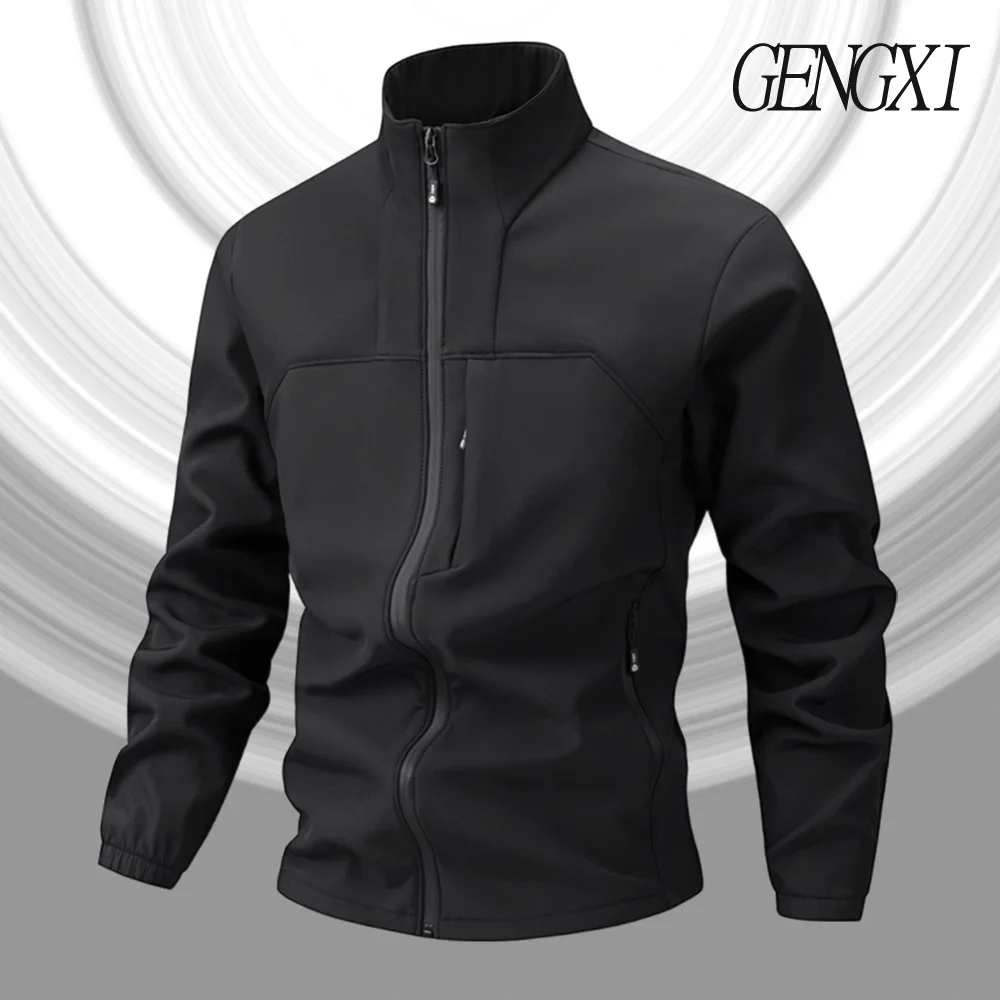 Men's Softshell Tactical Jacket Casual Fashion Fleece-Lined Warm Stand-Up Collar Coat Windproof 2025 Autumn/Winter