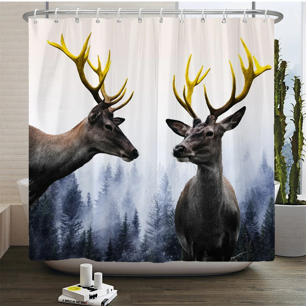 

Лесной Олень лошадь и тигр занавески для душа 3D печать животных занавески для ванной домашний декор занавески для ванной из полиэстера с крючками