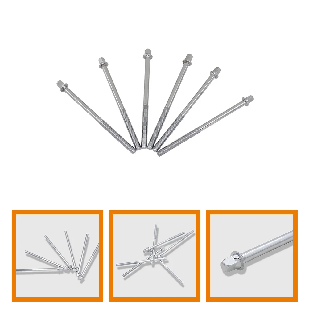

6 Pcs Drum Screws Snare Tension Lug Rollers Kit Hardware Jazz Iron Plating Lugs
