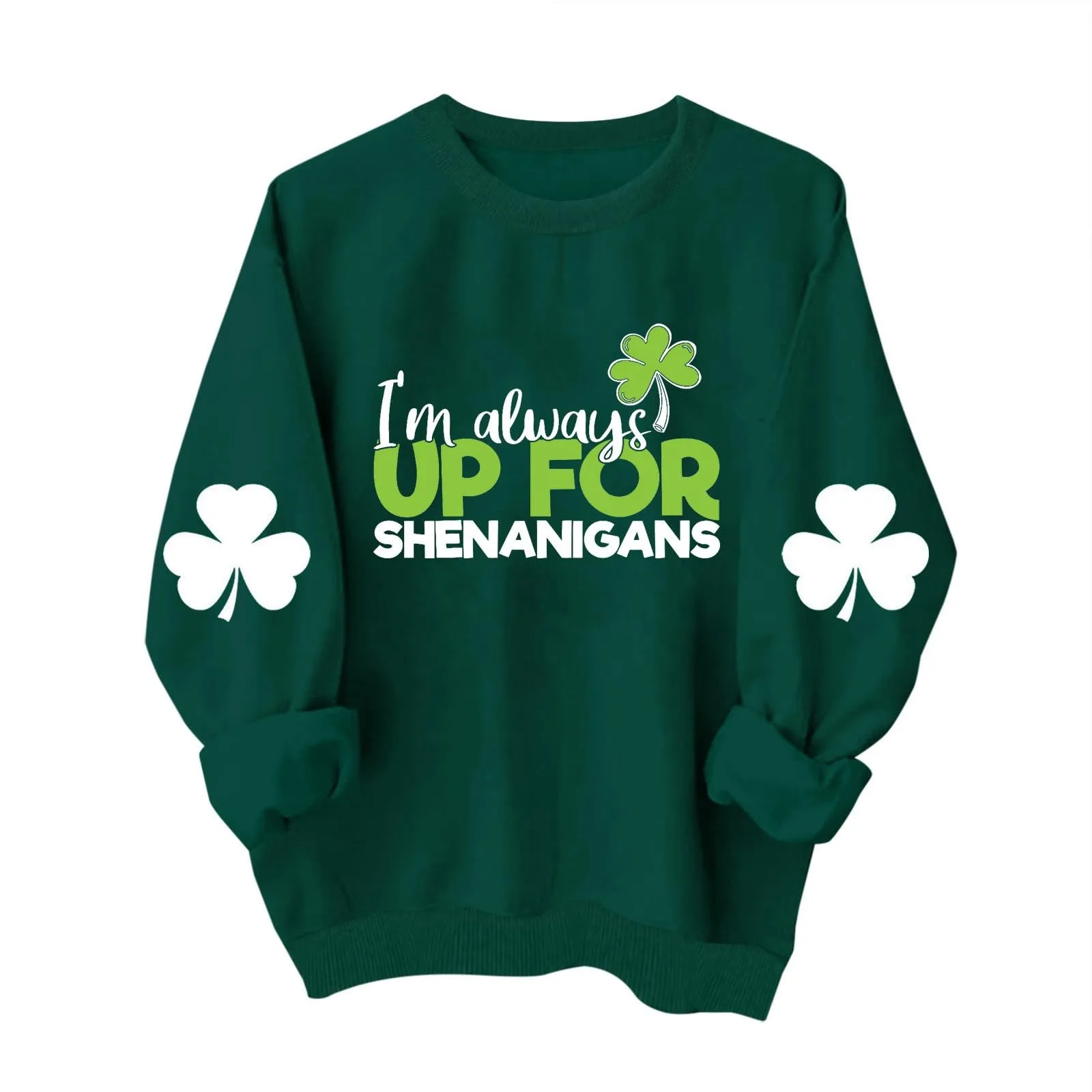 

Women Long Sleeve Crewneck Sweatshirts Oversized Funny St. Patrick's Irish Shirts Pullover T-shirt camisetas camisas e blusas