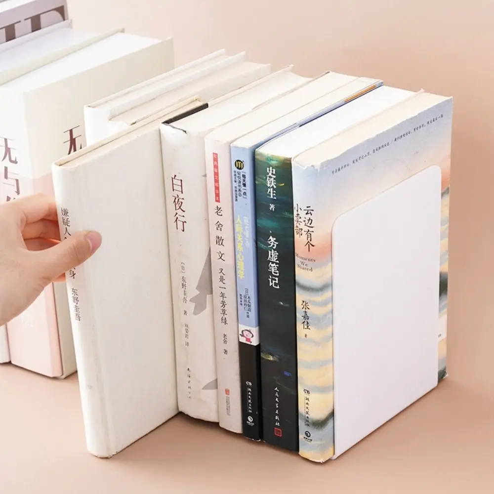 Modern L-Shaped Desk Organizer: Minimalist Durable Bookends and Display Rack