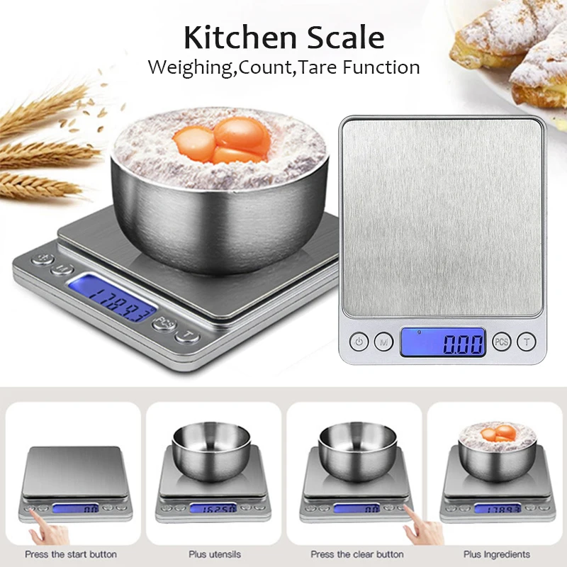 500g001g3kg01gKitchenScaleCoffeeBeansWeighing01gDripLCD