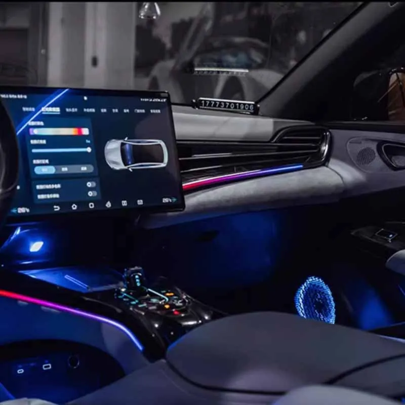 BYD 도장 EV 2022-2023 풀 컬러 스트리머 자동차 주변 조명, RGB 64 색 범용 LED 인테리어 히든 스트립 램프