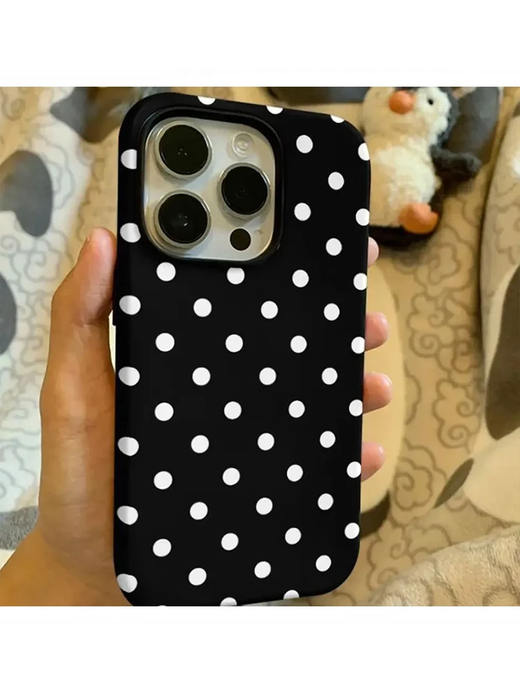 Minimalist White Polka Dots Shockproof Phone Case
