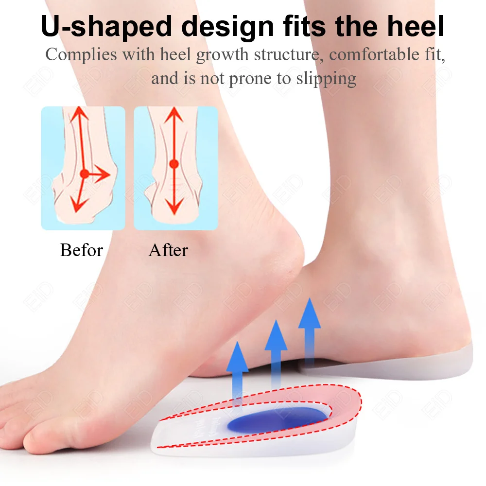 Comfort Soft Gel Heel Pain Insoles Relieve Foot Pain Silicon Gel Heel Cup Cushion Protectors Spur Support Shoe Pad Feet Care