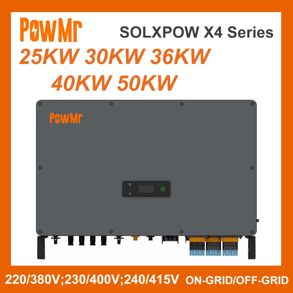 Powmr Solxpow X4 Series 25Kw 30Kw 36Kw 40Kw 50Kw Storage Inverter Solare Off-Grid/On-Grid 100A Carica Massima E Ingresso Fotovoltaico 135V-1000V