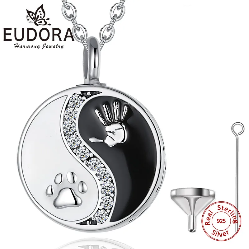 

Eudora 925 Sterling Silver Tai Chi Yin Yang Ashes Locket Pendant Round Cremation Memorial Ashes Urn Necklace Jewelry Keepsake