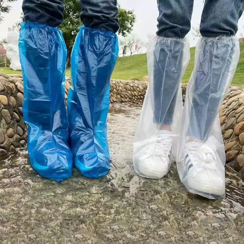10 Stück regnerische Einweg-Überschuhe, transparente, dicke, verschleißfeste, wasserdichte Isolations-Fußabdeckungen aus Kunststoff für den Außenbereich – Detail 2