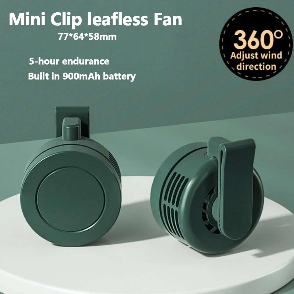 NEW Vaneless Mini Clip Fan Neck Waist Fan Air Cooling USB Personal Fan