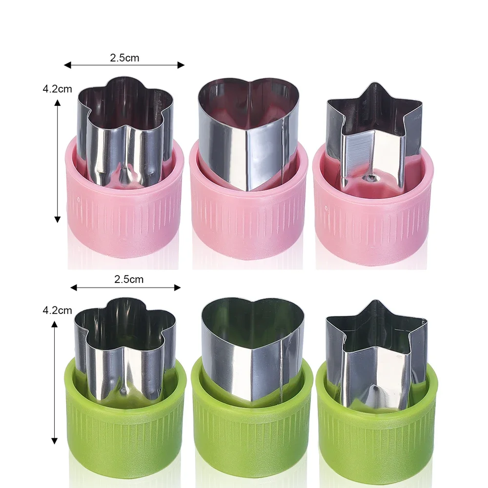 Vegetable slicer fruit slicer 6/3PCS Vegetables fruit embossing cutting mold Star heart flower shape stainless steel cutter plastic handle kitchen gadgets