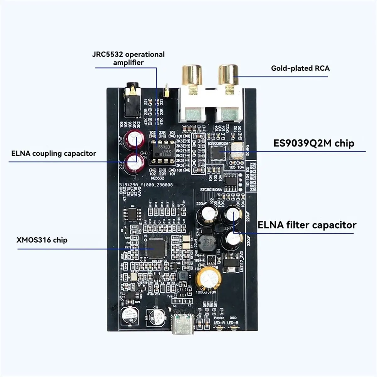 (A32M) 휴대용 풀 밸런스 DAC 헤드폰 앰프 ES9039Q2M DAC USB XMOS316 DSD64-512 AMP 오디오 디코더