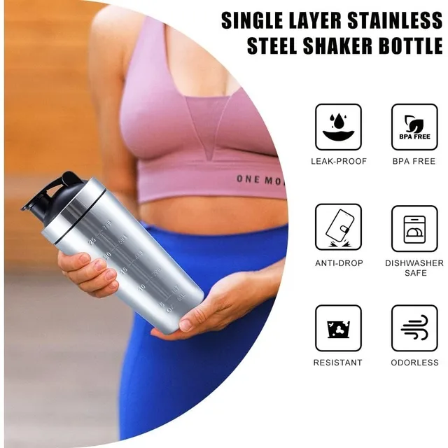 Premium 24oz Protein Shaker Bottle with Stainless Steel Mixing Ball 5