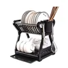 Kitchen Sink Countertop Holder Kitchen Items Dish Dying Rack Double Layer Plastic Dish Rack Drying Stand Cup Cutter Storage 3