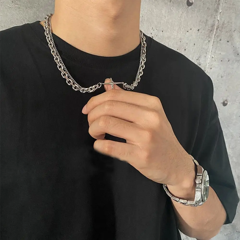 

Necklace Fashion Jewelry Cross Sweater chain Titanium Steel Necklace Korean Style Necklace Men Bracelet Men Clavicle Chain