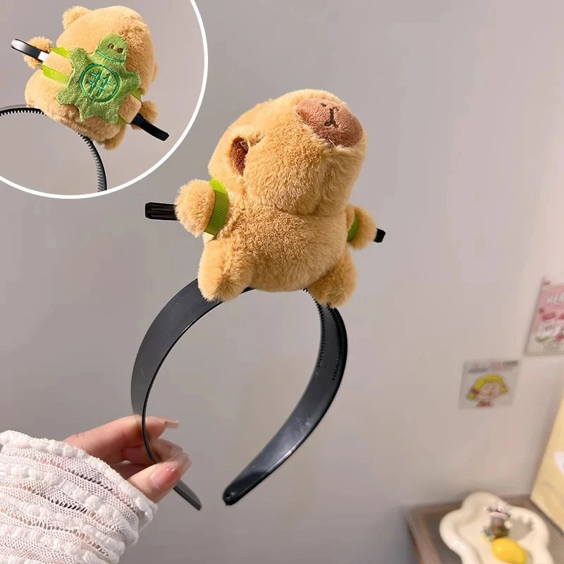 Fascia Per Capelli In Peluche Capybara Con Bracciali Lavaggio Viso – Morbida E Divertente Per Trucco E Cura Pelle