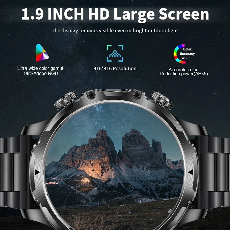 LIGE Military 700mAh Men Outdoor Sports Smart Watch 1.9inch 416*416 Ultra HD Screen Bluetooth Call Waterproof Health Smartwatch