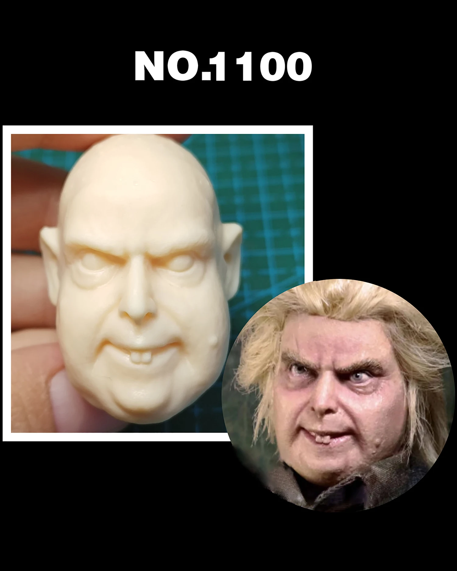 

Unpainted Bald Peter Pettigrew Head Carved 1/6 Scale Male Man Head Model Toys DIY 12inches Action Figure