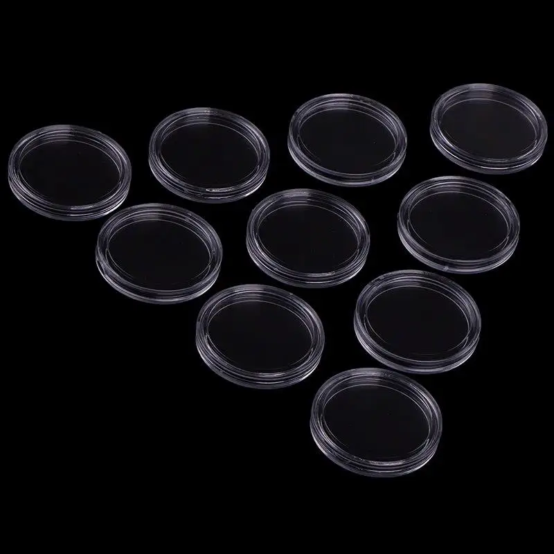 Transparent Small Round Coin Holder Box For Coin Collection Plastic Clear Coin Capsules Box Dia 32mm 10PCS/lot 6