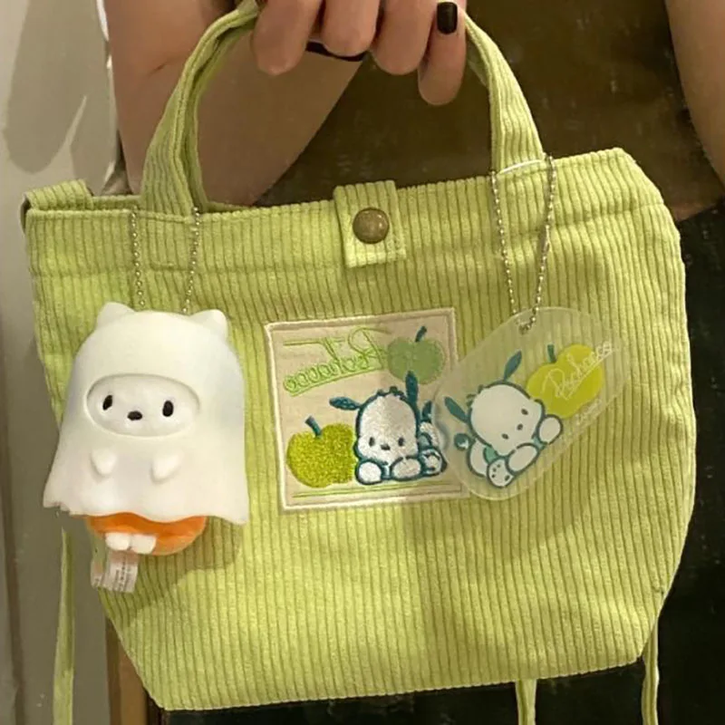 

Sanrio Handbag Autumn and Winter Pochacco Corduroy Handbag Can Be Cross-Slung Kawaii Girl Student Large Capacity Travel Bag