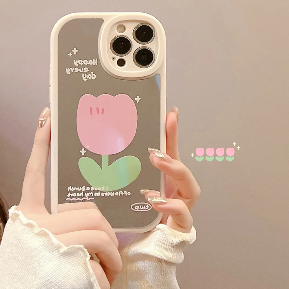 

Flowers in a Mirror Phone Case For Iphone 14 13 12 11 Pro Max X XR XSMAX 7 8 Plus SE TPU Case Cover New Products
