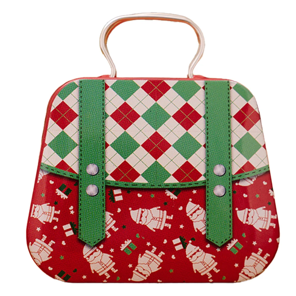 1pc Christmas Cookie Box Handbag Shaped Xmas Cookie Box Tinplate Metal Xmas Holiday Seasonal D&eacute;cor Storage