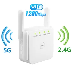 High-Speed Dual-Band Wireless WiFi Signal Booster and Range Extender - US Plug (WHITE)