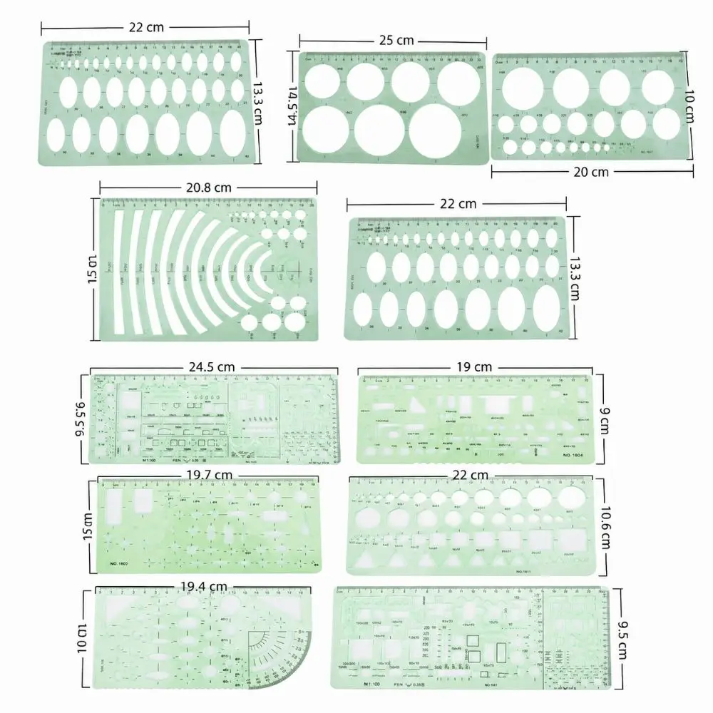 6 세트 건축 도면 템플릿 자자기 다양한 패턴 다기능 드로잉 템플릿 부드럽고 정밀한 DIY 공예 템플릿