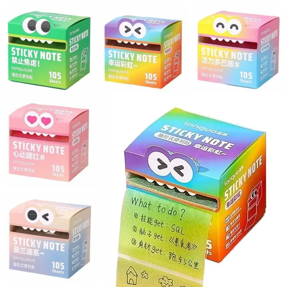 105Sheets INS Kawaii Pull-out Sticky Notes Creative Translucent Cartoon Notepads Pullable Full Adhesive Colorful Memo Pad Diary - immagine 2