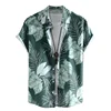 Retro Hawaiian Flower Shirt For Men Summer 3d Print Plants Leaves Short Sleeves Button Down Shirts Beach Tops Blouse Clothes 3