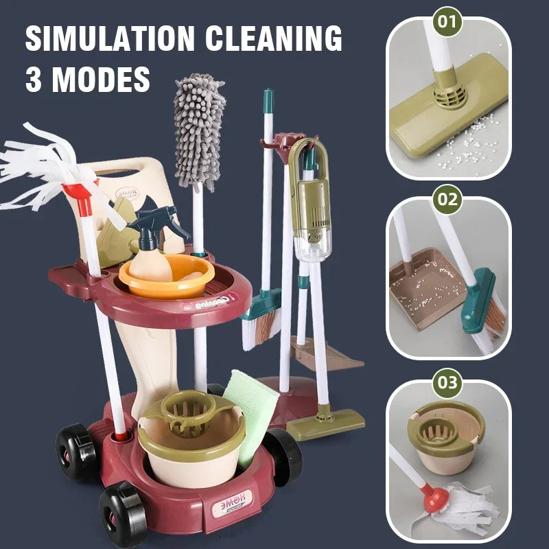 Plastic Kids House Cleaning Tool Toy Set for Pretend Play