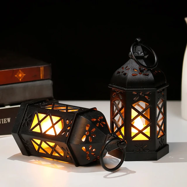 Lampe de bureau rétro, décoration d'ambiance, cadeau créatif, lampe à vent hexagonale, bougie, lampe à vent Led, Portable, petit cheval 4