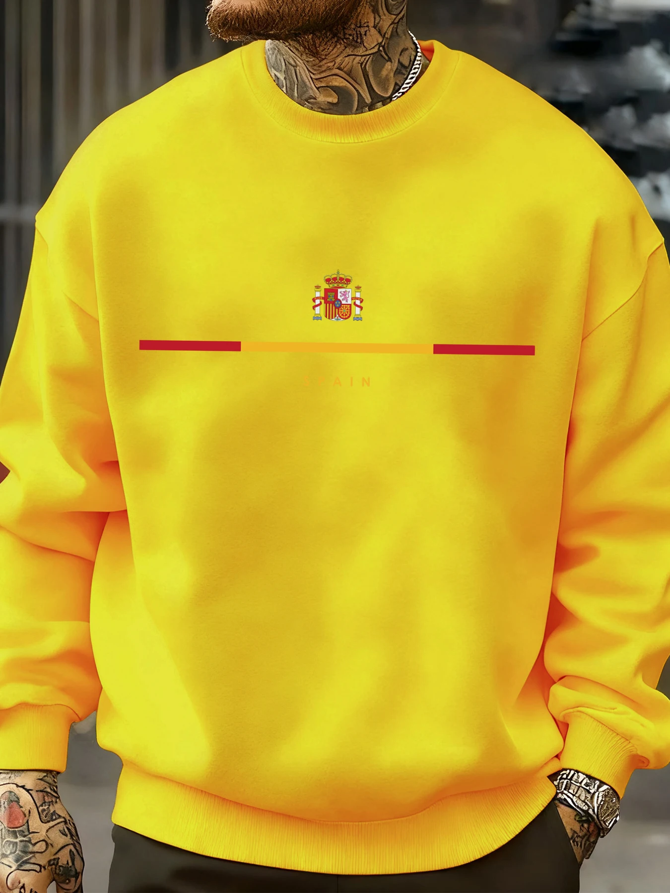 Spanien National Emblem Design Sweatshirts Hip Hop Fleece Sweatshirt Herbst Mode Streetwear All-Match Crewneck Pullover – Detail 17