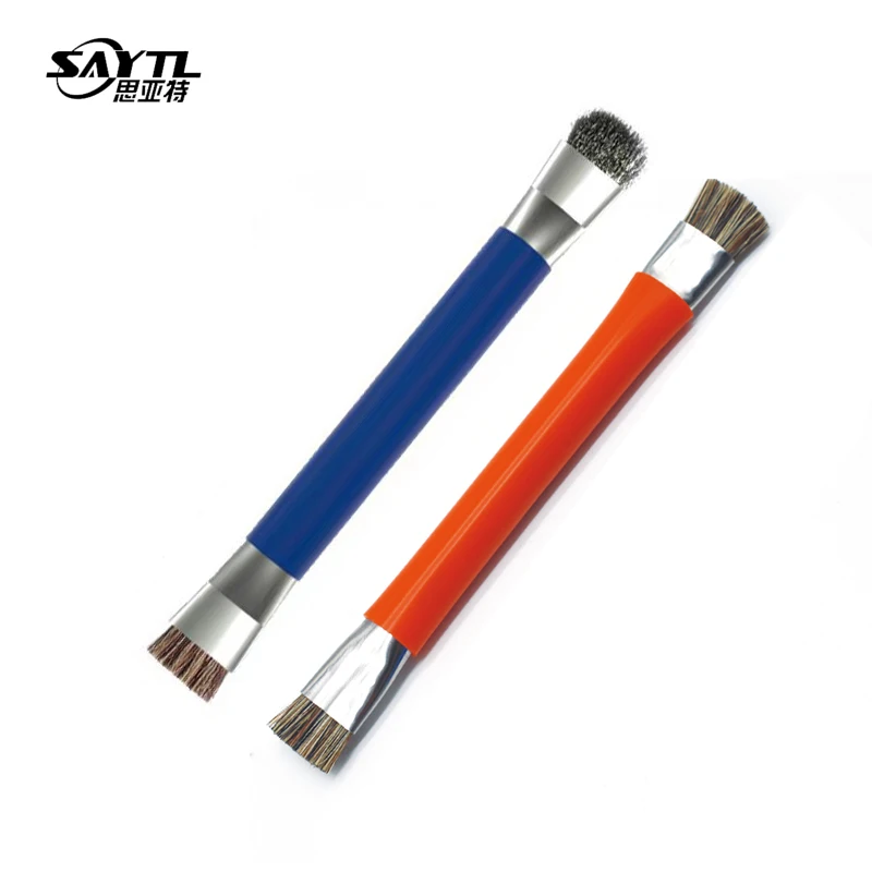 

1Pcs Blue/Orange Metal brush PCB Rework ESD Anti Static Dust Brush For Mobile Phone Tablet PCB BGA Repair Soldering Cleaning