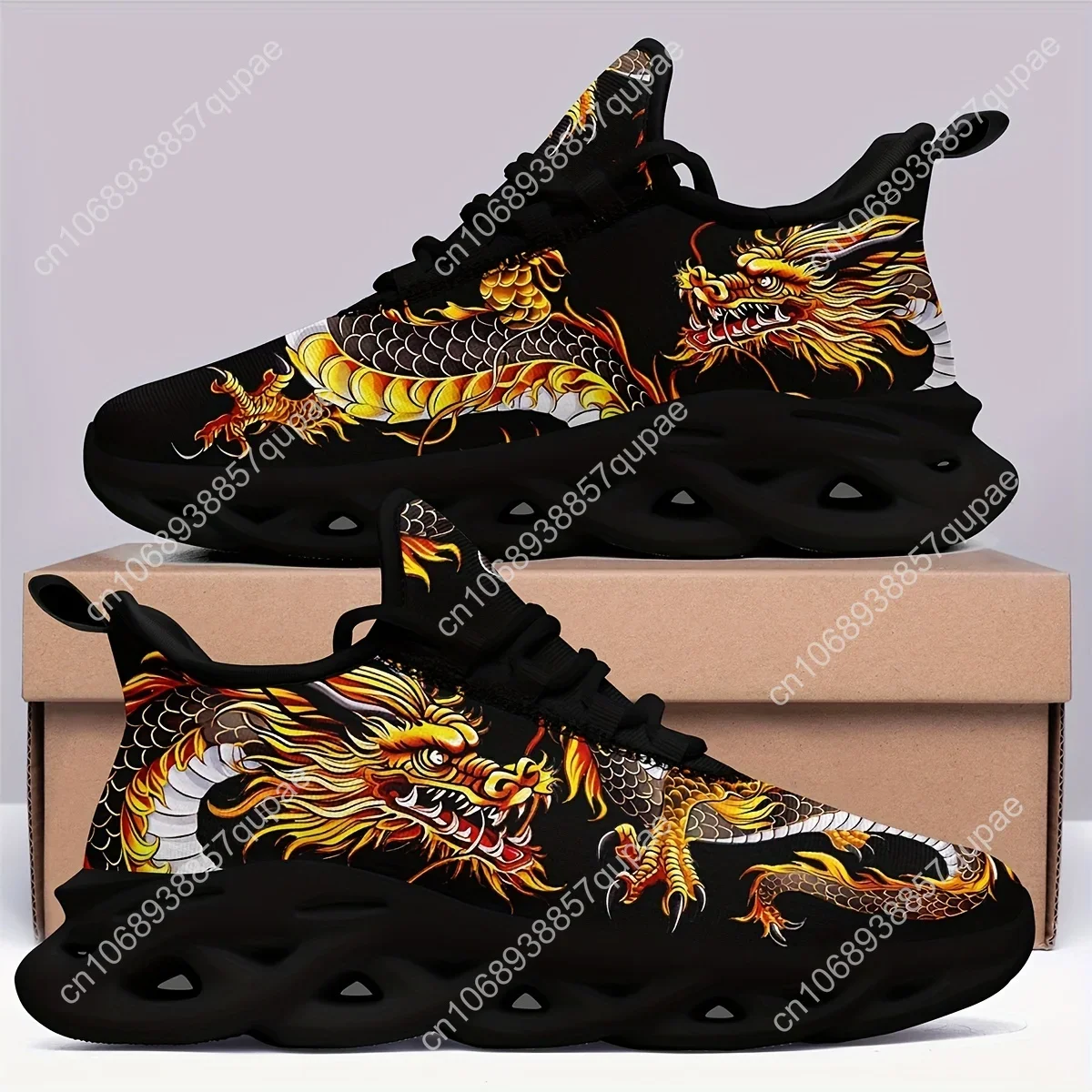 Trendy Dragon Pattern Blade Type Flats Sneakers Mens Womens Sports Running Shoes High Quality DIY Sneaker customization Shoe 4