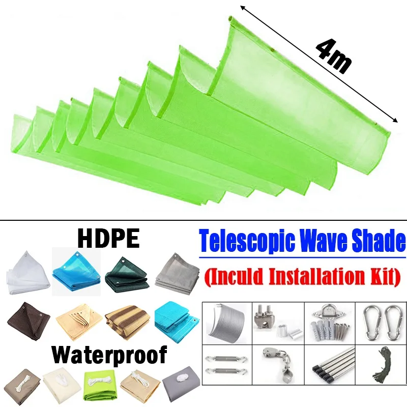 

Retractable Garden Pergola Sun Shade Canopy Terrace Wave Shade Sail Outdoor Patio Yard Gazebo Telescopic Awning