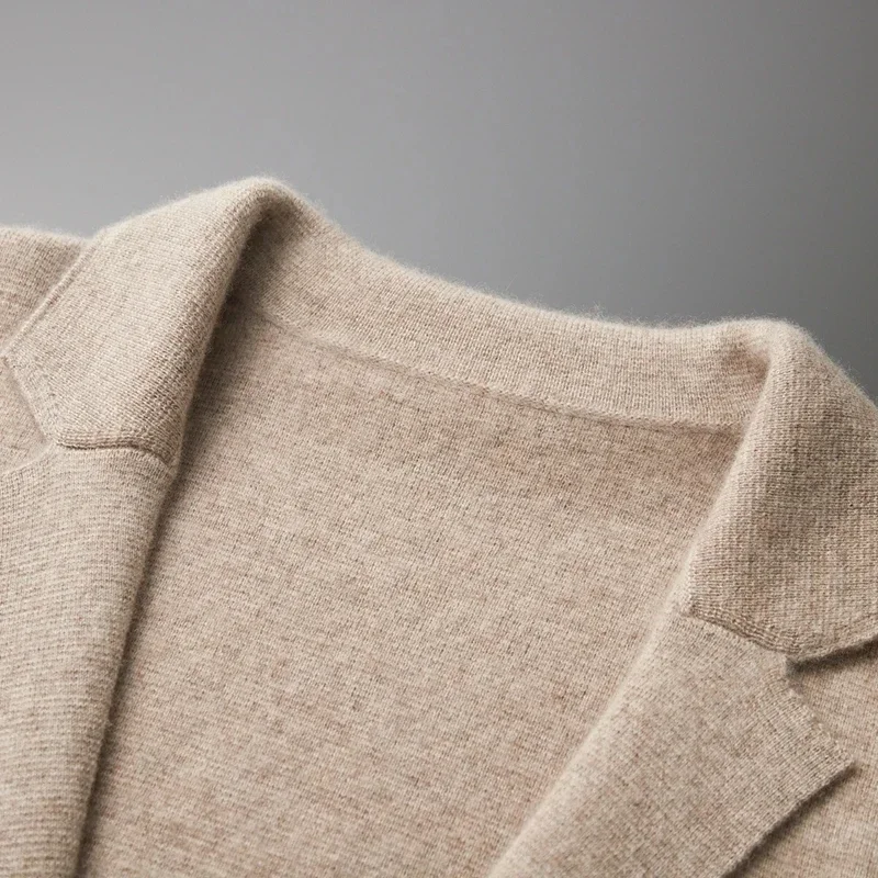 Men's Merino Wool Knitted Cardigan, 100% Merino Wool, Thickened Cardigan, Solid Color Suit Shirt, Cashmere Jacket, Sweater