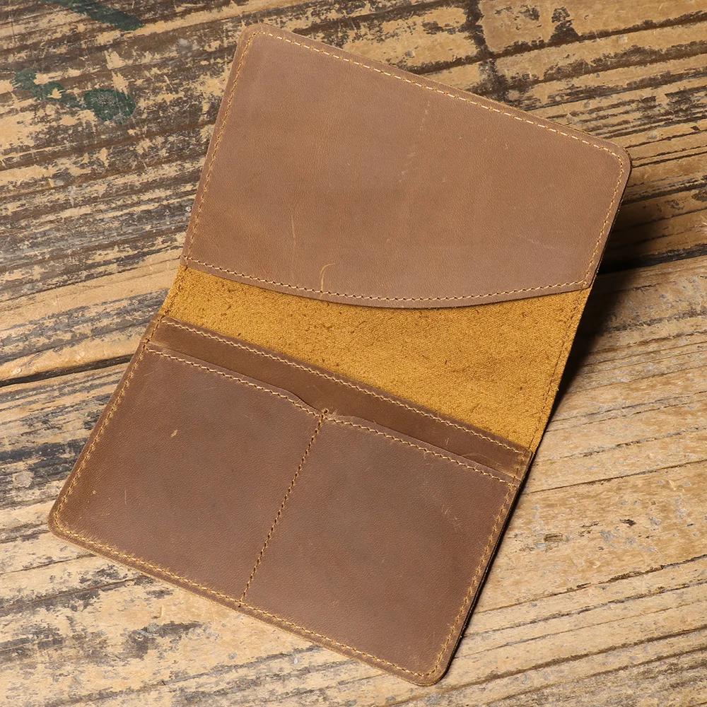 ROOG Men's Cowhide Document Package Crazy Horse Leather Passport Baotou Layer Cattle Pickup Bag Card Holder card holder