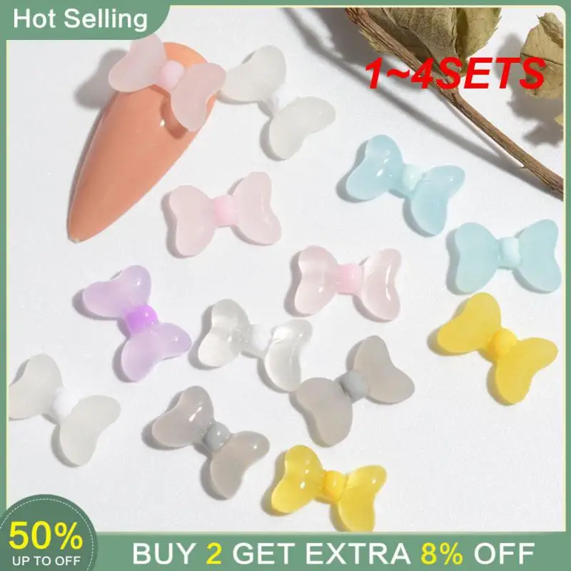 1~4SETS Nail Art Decoration Scrub Jelly Bow Cartoon Cute Nail Jewelry Colorful Nails Charms Rhinestones Manicure Accessories